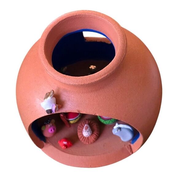 Terra cotta Miniature Nativity Manger Scene Christmas Religious Decor - Picture 2 of 6